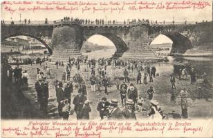 1904 Dresden, Drezda; Niedrigster Wasserstand der Elbe seit 1811 an der Augustusbrücke in Dresden / lowest water level of the Elbe River. Verlag von Oscar Rothe (EK)