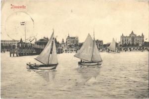 1909 Zinnowitz, Baltic Sea, sailing vessels, beach. Carl Toussaint (EK)