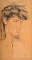 Madarász Adeline, Katona Béláné (1871-1962): Női portré. Vegyes technika, karton, jelzett, 50×27 cm