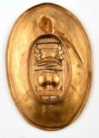 Réz tálka, hátoldalon erotikus kiegészítéssel, 15×11 cm