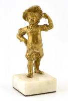 Gyerek, réz figura, márvány talapzaton, m: 13 cm