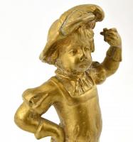 Gyerek, réz figura, márvány talapzaton, m: 13 cm