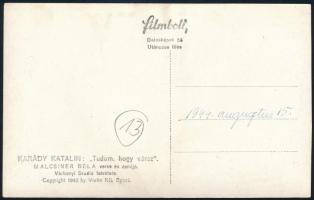 Karády Katalin (1910-1990) színésznő aláírása az őt ábrázoló fotón