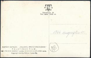 Karády Katalin (1910-1990) színésznő aláírása az őt ábrázoló fotón