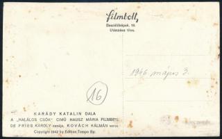 Karády Katalin (1910-1990) színésznő aláírása az őt ábrázoló fotón