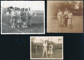 cca 1910-1920 Teniszezők, 7 db fotó, 5,5×8 és 9×12 cm