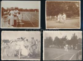 cca 1910-1920 Teniszezők, 7 db fotó, 5,5×8 és 9×12 cm
