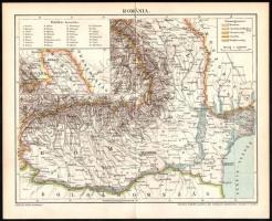 1890 Románia térképe, kiadja: Posner Károly Lajos és Fia, 24×29 cm