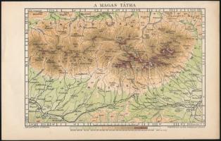 cca 1910 A Magas-Tátra térképe, kiadja: Posner Károly Lajos és Fia térképészeti műintézete, 15×24 cm