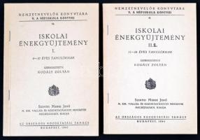 Kodály Zoltán: Iskolai énekgyűjtemény I.-II. Bp., 1943-44. Orsz. Közoktatási Tanács. Kiadói papírkötésben.