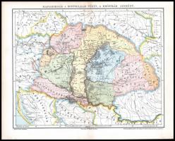 Magyarország területe Pannóniától a Honfoglaláson át az Osztrák-Magyar-Monarchiáig, 7 db térkép, 24×...