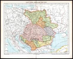 Magyarország területe Pannóniától a Honfoglaláson át az Osztrák-Magyar-Monarchiáig, 7 db térkép, 24×...