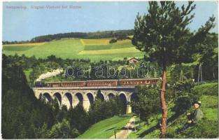 Semmering, Wagner-Viadukt bei Klamm / viaduct, railway bridge, locomotive, train