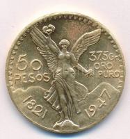 Mexikó 1947. 50P aranyozott Br hamisítványa T:2 Mexico 1947. 50 Pesos gold plated Br fake C:XF