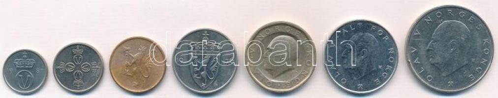 Norvégia 1975-1988. 5ö-10K (7xklf) T:1-,2
Norway 1975-1988. 5 Ore - 10 Kroner (7xdiff) C:AU,XF