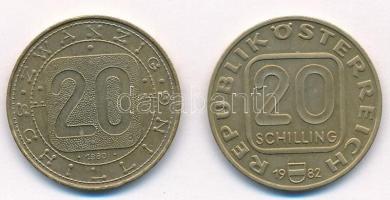 Ausztria 1980. 20Sch Cu-Ni-Al "Ausztria kilenc tartományát jelképező alakok" + 1982. 20Sch...