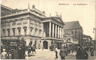 Wroclaw, Breslau; Am Stadttheater / city theatre, tram. Ernst Kretschmer 578.