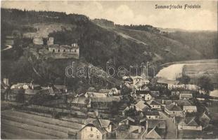 Podhradí nad Dyjí, Frejstejn, Freistein; Sommerfrische Freistein / general view, castle ruins. Fotogr. Atelier Rudolf Czyrek