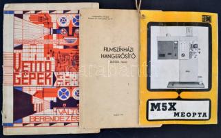 1971-1980 3 db mozigépészeti nyomtatvány (M5X Meopta, Filmszínházi hangerősítő, Vetítőgépek automata váltóberendezése.) Változó állapotban, közte szakadozott, foltos.
