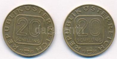 Ausztria 1985. 20Sch Cu-Ni-Al "A linzi egyházmegye 200. évfordulója" + 1986. 20Sch Cu-Ni-A...