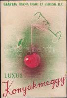 cca 1935 Luxus Konyakmeggy, gyártja Diana Ipari és Keresk. Rt. kézzel készített reklámterv, szép állapotban, 29×20 cm