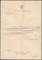 1942 Keresztes-Fischer Ferenc (1881-1948) belügyminiszter által saját kézzel aláírt rendőrfelügyelői kinevezés Erdős Béla (Vác) részére