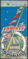 1938 A balatonlellei Fabinyi Panzió dekoratív rajzos címlapú, kihajtható, magyar-német nyelvű reklámkiadványa, jó állapotban