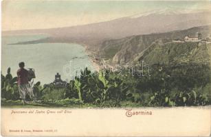 Taormina, Panorama dal Teatro Greco coll Etna / ancient Greek theatre (EK)