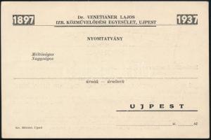 1936 Meghívó a Dr. Venetianer Lajos Izraelita Közművelődési Egyesület Újpest által szervezett kultúr...