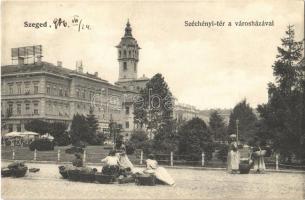 1906 Szeged, Széchenyi tér, városháza, piac, Háy Miksa üzlete