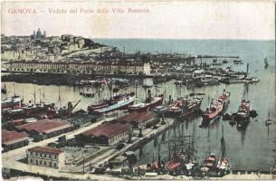 Genova, Genoa; Veduta del Porto dalla Villa Rosazza / port, sailing vessels (b)