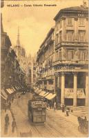 Milano, Milan; Corso Vittorio Emanuele, Farmacia / street view, pharmacy, tram with hotel and Maggi concentrate advertisements