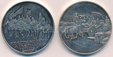 1996. Nemzeti Történeti Emlékpark Ópusztaszer / A magyarok bejövetele 2xklf ezüstözött fém emlékérem (42mm) T:2