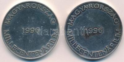 1996. "Magyarország Millecentenárium / Harcosok" ezüstözött fém emlékérem (42mm) + "M...