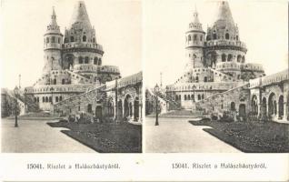 Budapest I. Réslet a Halászbástyáról. sztereó képeslap / stereo postcard