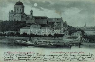 Esztergom a Vártemplommal, a Prímási Palotával és a Budapest gőzössel