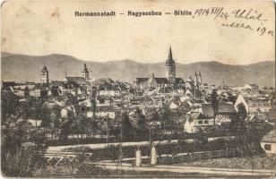 1914 Nagyszeben, Hermannstadt, Sibiu; látkép templomokkal. F. Stoiber kiadása / general view with churches (EK)