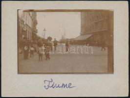 cca 1905 Fiume, utcakép, kartonra ragasztott fotó, 6×9 cm