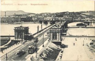 1912 Budapest, Margit híd pesti hídfő, villamos (EK)