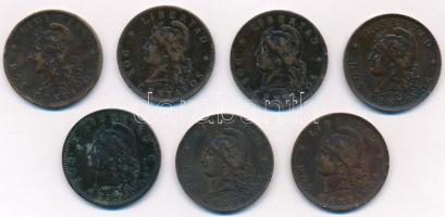 Argentína 1884-1893. 2c Br (7xklf) T:2,2- ph.
Argentina 1884-1893. 2 Centavos Br (7xdiff) C:XF,VF e...