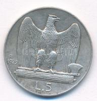 Olaszország 1929R 5L Ag "III. Viktor Emánuel" T:2 
Italy 1929R 5 Lire Ag "Vittorio E...