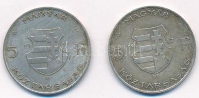 1947. 5Ft Ag "Kossuth" (2x) T:2- patina 
Adamo F8.1