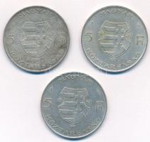 1947. 5Ft Ag "Kossuth" (3x) T:2 
Adamo F8.1