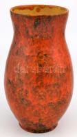 Retró mázas kerámia váza, kis kopásnyomokkal, m: 27 cm