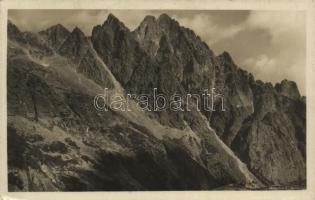 1950 Tátra, Vysoké Tatry; Prostredny hrot z Velké Studené doliny / Nagy-Tarpataki-völgy, Közép-orom / mountain