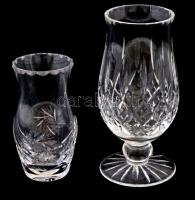 Kis üveg váza és pohár, egyik matricával jelzett, apró hibákkal, m: 10 és 14 cm