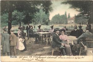 1905 Buziás, vendéglő kerthelyisége. montázs / restaurant garden. montage (EK)