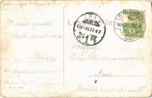 1908 Orosháza, Központi szálloda és kávéház, Brunner Ármin üzlete. W. L. 1621.  (kopott sarkak / wor...