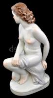 Herendi porcelán akt, kézzel festett, jelzett (Horváth Géza, Tertia), gyári repedéssel, m: 45,5 cm