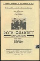 1936 Koncert Hangversenyvállalat Rt. műsorfüzete. Benne: Roth-Quartet kamaraestje, 1936. nov. 17., valamint Pablo Casals gordonka, Fischer Annie zongoraestje, Arthur Rubinstein zonograestjével, és mások koncertjeivel.